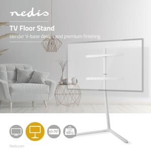 TV-vloerstandaard | 49 - 70 inch | maximaal 40 kg | Ontwerp met stevige V-voet | Wit