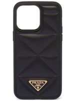 Prada coque d'iPhone 14 Pro Max en cuir - Noir