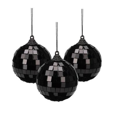 Discobal kerstbal / spiegel kerstbal- 6x st - zwart - 10 cm - kunststof