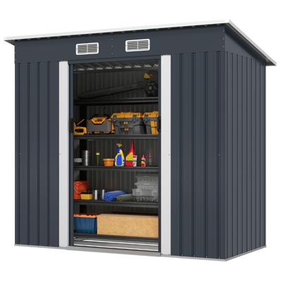 Apparatuurschuur Tuinhuis met Luchtventielen & Verzinkt Metalen Frame Fietsgarage Tuinschuur 213 x 112 x 186 cm