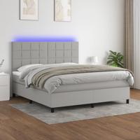 Boxspring met matras en LED stof lichtgrijs 160x200 cm