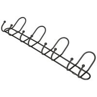 Wandkapstok - zwart - 8-haaks - aluminium metaal - 13 x 53,5 cm