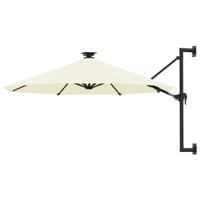 Wandparasol met LED's 300 cm zandkleurig