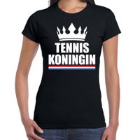 Tennis koningin t-shirt zwart dames - Sport / hobby shirts - thumbnail