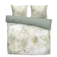Leen Bakker - Dekbedovertrek Arles - Wit/groen - 200x200/220 Cm - Katoen Satijn - Wit#Groen