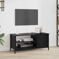 TV-kast met plank met opslag met de deur Zwart eiken 100 x 40 x 45 cm Bewerkt hout