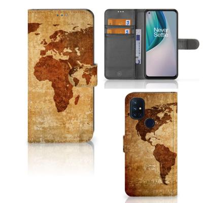 OnePlus Nord N10 | Flip Cover | Wereldkaart
