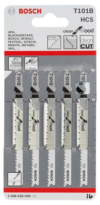 Bosch Accessoires 5x Clean voor hout decoupeerzaagblad T101B - 2608630030