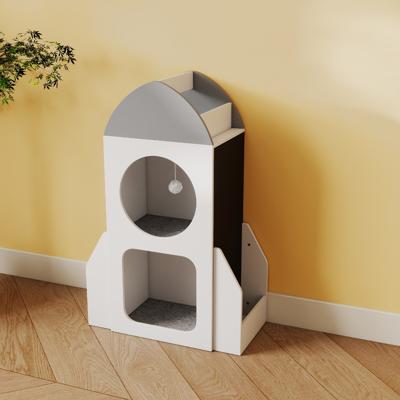 3-Traps Kinderboekenkast Raket-Ruimtevaartthema Opbergorganizer voor Peuterspeelgoed met Krijtbord 2 Vakken en Open Plank