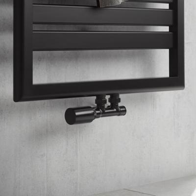 HSK radiator aansluitset | Middenaansluiting wand | Kraanset haaks | Mat zwart