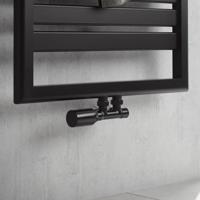 HSK radiator aansluitset | Middenaansluiting wand | Kraanset haaks | Mat zwart