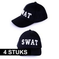 4x Politie SWAT baseball caps verkleedkleding voor volwassenen   -