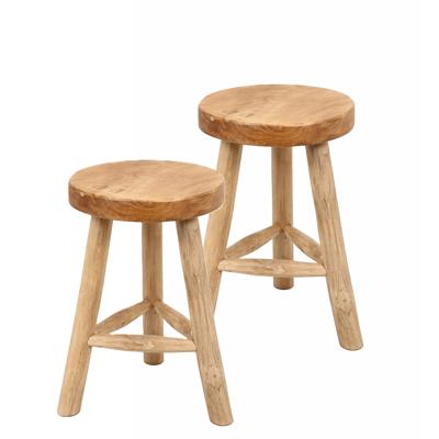 Atmosphera Houten zitkrukje - 2x - D30 x H45 cm - naturel teakhout - zitplaatsen - volwassenen Atmosphera Houten zitkrukje - 2x - D30 x H45 cm - naturel teakhout - zitplaatsen - volwassenen