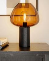Tafellamp zwart met Cognackleurige glazen kap E27 fitting en schakelaar By Rydens Cozy