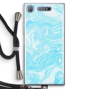 Waterverf blauw: Sony Xperia XZ1 Transparant Hoesje met koord