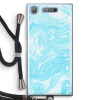 Waterverf blauw: Sony Xperia XZ1 Transparant Hoesje met koord
