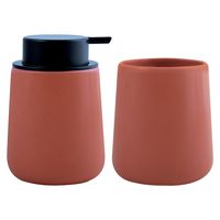 MSV Zeeppompje en drink/tandenborstel beker - badkamer set Malmo - keramiek - terracotta