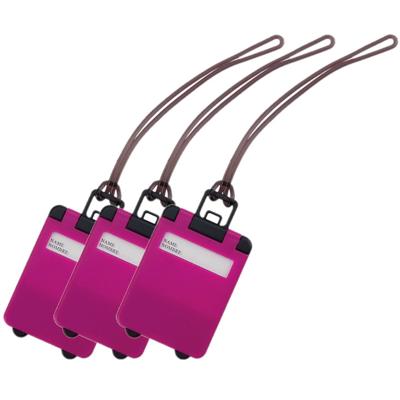 Kofferlabel - Pakket van 5x stuks - 9,5 cm - Reiskoffer reisaccessoires - roze - beschrijfbaar