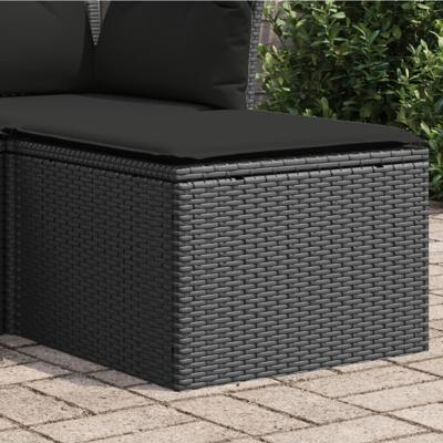 Tuinkruk met kussen 55x55x37 cm poly rattan zwart