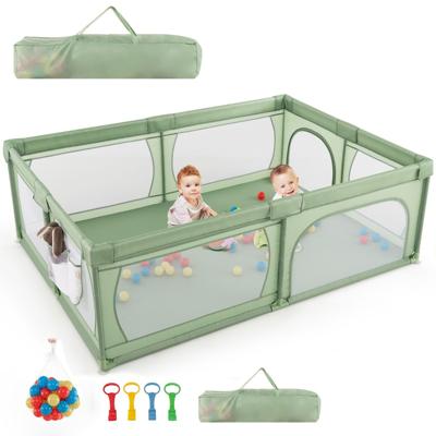 Babyhekje Inclusief 50 Ballen Voorzien van Ademend Gaas en Ritssluiting Geschikt voor Baby's en Peuters 206 x 147 cm-Groen