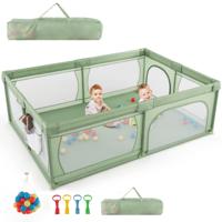 Babyhekje Inclusief 50 Ballen Voorzien van Ademend Gaas en Ritssluiting Geschikt voor Baby's en Peuters 206 x 147 cm-Groen