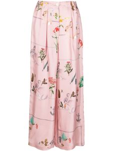 Lanvin pantalon palazzo à imprimé feuillage - Rose