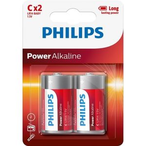 2x Philips LR14 C batterijen