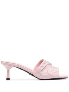 Prada mules matelassées à plaque logo 70 mm - Rose