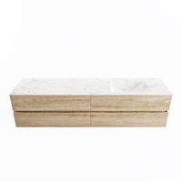 MONDIAZ VICA-DLUX 200cm badmeubel onderkast Washed Oak 4 lades. Inbouw wastafel CLOUD rechts 1 kraangat, kleur Ostra. MONDIAZ VICA-DLUX 200cm badmeubel onderkast Washed Oak 4 lades. Inbouw wastafel CLOUD rechts 1 kraangat, kleur Ostra.