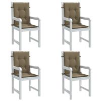 Stoelkussens 4 st lage rug 100x50x4 cm stof gemêleerd taupe