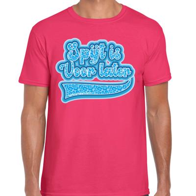 Verkleed T-shirt heren - spijt is voor later - roze - thema fout/goud/stout
