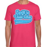 Verkleed T-shirt heren - spijt is voor later - roze - thema fout/goud/stout