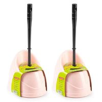 2x stuks toiletborstels/wc-borstels met houder 45 cm roze/zwart - thumbnail