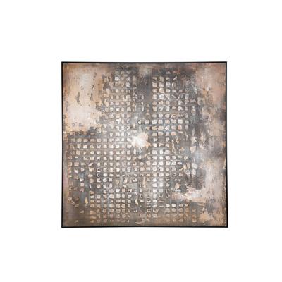Pathe Bruine Canvas Schilderij Ruw Patroon Vierkant