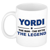 Naam cadeau mok/ beker Yordi The man, The myth the legend 300 ml - Naam mokken