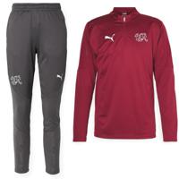 PUMA Zwitserland Trainingspak 1/4-Zip 2024-2026 Bordeauxrood Donkergrijs Wit - thumbnail