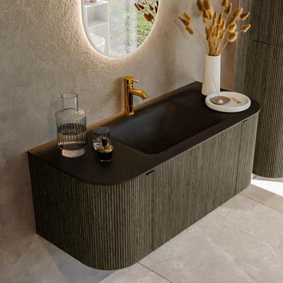 Badmeubel Mondiaz Kurve | 110 cm cm | Meubelkleur Shadow | Wastafelkleur Urban | Solid surface | Wasbak midden spoelbak | 1 kraangat