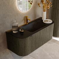 Badmeubel Mondiaz Kurve | 110 cm cm | Meubelkleur Shadow | Wastafelkleur Urban | Solid surface | Wasbak midden spoelbak | 1 kraangat