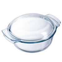 Pyrex ronde glazen ovenschaal met deksel - 1,3 liter - 21 x 18 x 10 cm - Ovenschotel schalen