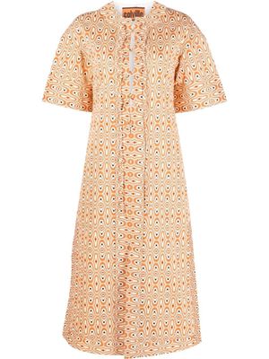 colville robe mi-longue imprimée à laçage - Orange