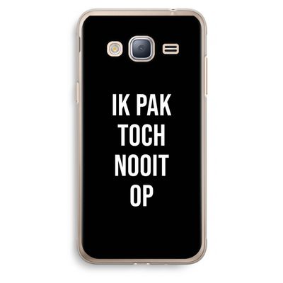Ik pak nooit op - Zwart: Samsung Galaxy J3 (2016) Transparant Hoesje
