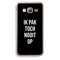 Ik pak nooit op - Zwart: Samsung Galaxy J3 (2016) Transparant Hoesje