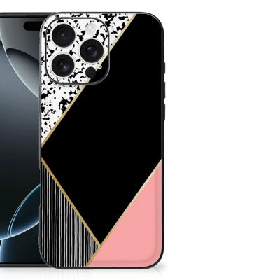 iPhone 16 Pro Max Backcover Zwart Roze Vormen