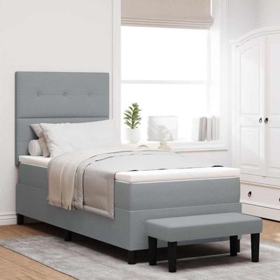 Boxspringbed met matras en bank stof lichtgrijs 100x200 cm