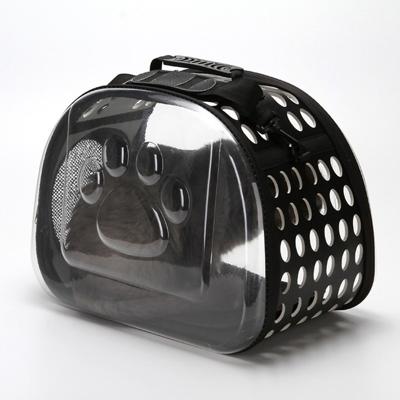 Outdoor opvouwbare transparante puppy reizen ademende draagtassen schoudertassen (zwart)