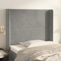 Hoofdbord met randen 83x16x118/128 cm fluweel lichtgrijs