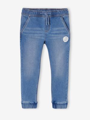 Makkelijk aan te trekken jongensbroek van molton met denim-effect double stone