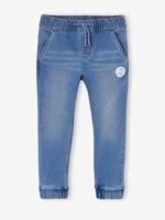 Makkelijk aan te trekken jongensbroek van molton met denim-effect double stone