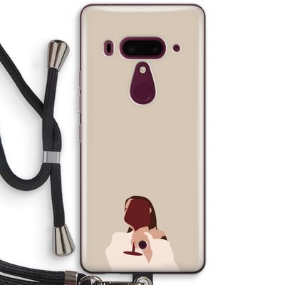 I drink wine: HTC U12+ Transparant Hoesje met koord