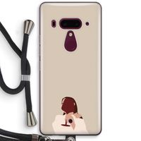 I drink wine: HTC U12+ Transparant Hoesje met koord